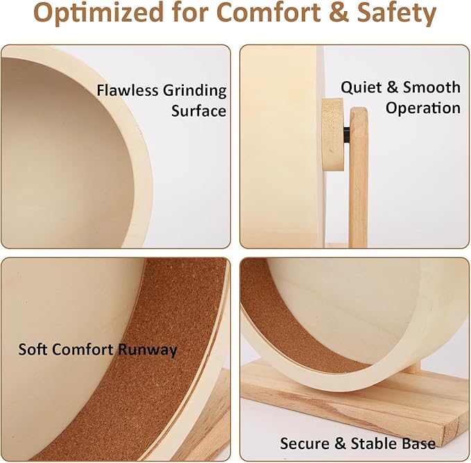 Wooden Hamster Wheels 7.7 Inch Silent Exercise Running Wheel Prevents Boredom Depression for Hamster Gerbil Mice Chinchillas Guinea Pigs (M)