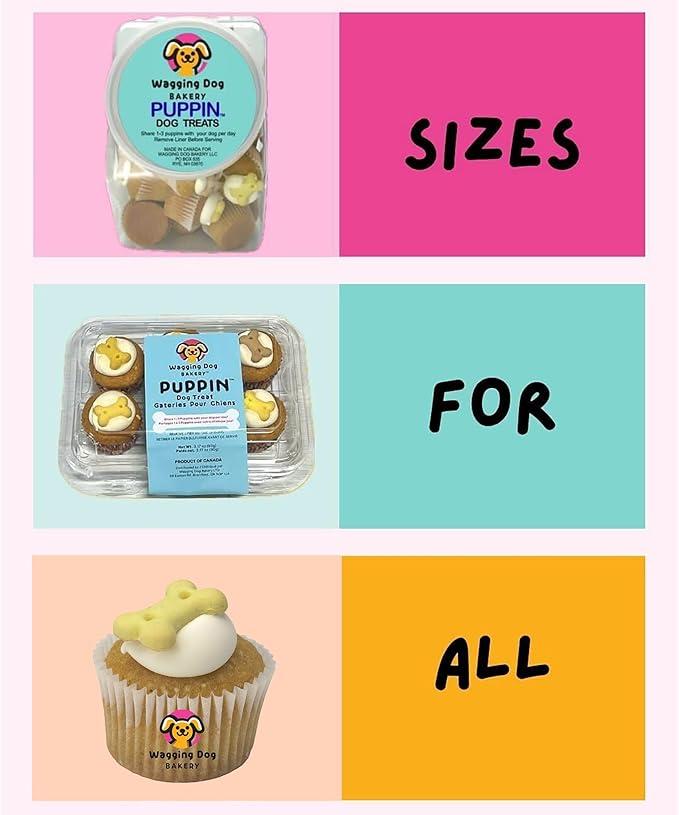 Puppin Mini Cupcake Dog Treat - 6 Pack, Quality Baked Goods for Your Furry Friends, Natural, Soft Cake, Pet Reward, Party Snack