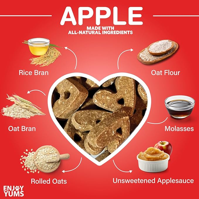 Apple Dog Treats – 1 lb Bag – All-Natural, Low Sugar, Baked Dog Biscuits with Real Apples – Vet-Endorsed – USA Made