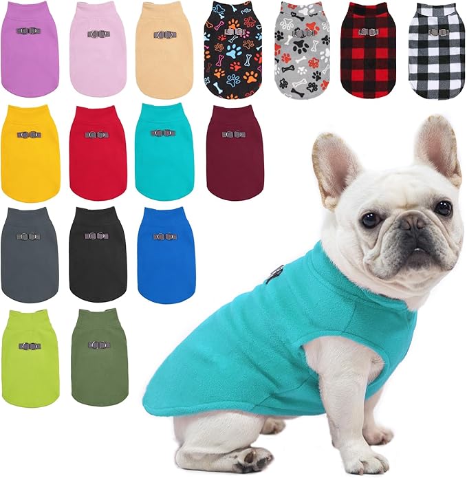 BEAUTYZOO Dog Fleece Vest Sweater Winter Jacket for Small and Medium Dogs with D-Ring Leash Cold Weather Coat Hoodie for XS S M Dogs Boy or Girls, Blue XS