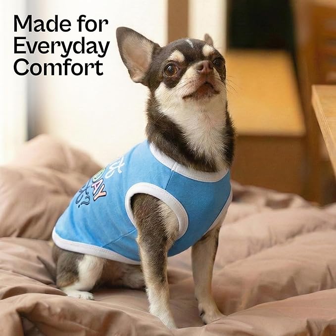 Parisian Pet Dog Shirt – 100% Cotton Shirts for Small Dogs – Sleeveless Puppy Vest – Lightweight and Breathable Pet Apparel – Pullover Summer Dog Clothes - Stretchy Funny T Shirts for Dogs