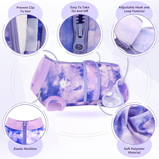 SlowTon Dog Surgery Recovery Suit - Zipper On Dog Onesies After Surgery for Female Male Dogs, Abdominal Wounds Bandages Cone/E-Collar Alternative Dog Surgical Body Suit Anti-Licking (Purple,L)