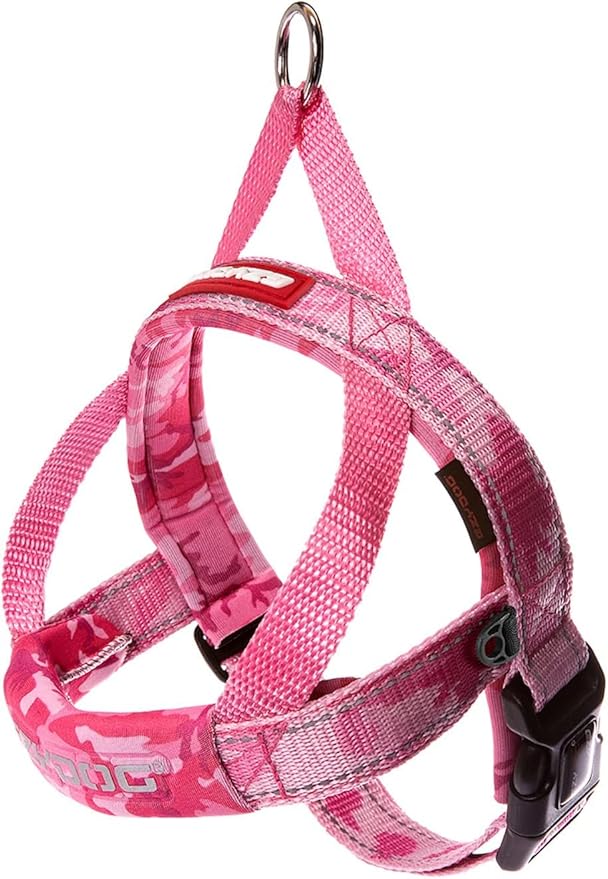 EzyDog Quick Fit Dog Harness – No Pull Harness for Training, Everyday Walking, and Easy Control - Adjustable Fit, Reflective, and Padded (X-Small, Pink Camo)