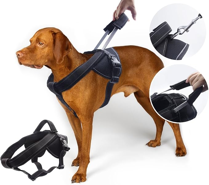 Heavy Duty Dog Harness for Medium and Large Dogs, No Pull Dog Vest Harness with Handle Extensible, Reflective Stitching (L)