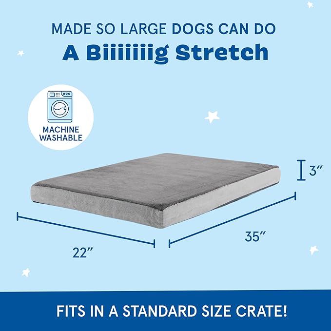 Barkbox Orthopedic Dog Bed with Memory Foam, Premium Comfort for Dogs and Puppies, Large Sized Dog Bed for Joint Relief and Restful Sleep, Durable and Easy to Clean - Grey, Large