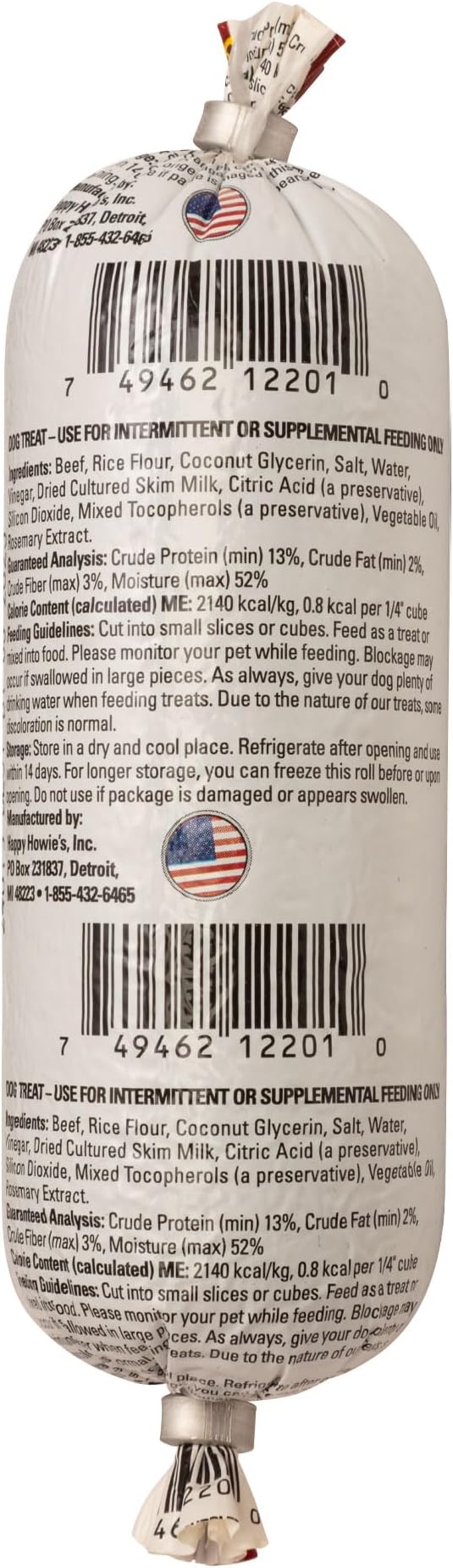 Happy Howie's Soft Meat Roll Treat - Soft Dog Food Beef Rolls, High Protein, Natural Ingredients, for All Dogs, Made in USA - Beef, 7 Oz (Pack of 6)