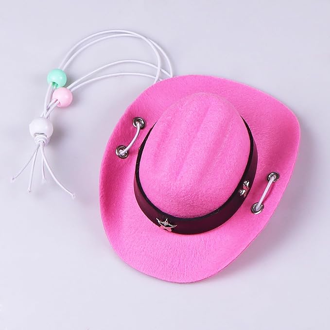 GOYOSWA Cat Cowboy Costume, Cat Halloween Costumes Funny Pet Cowboy Hat and Bandana Set for Cats Kittens Pets (Pink)