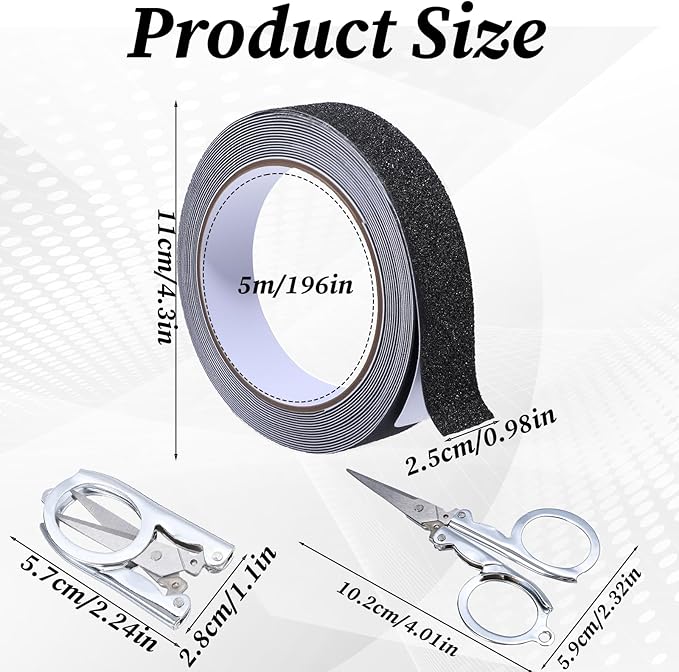 16.4 Ft Sandy Trimmer Strip with Foldable Scissor, Anti-Slip Traction Tape Sandy Track for Small Pet Exercise Wheel, Hedgehog Wheel Hamster Running Wheels for Gliders, Squirrels, Guinea Pigs (Black)