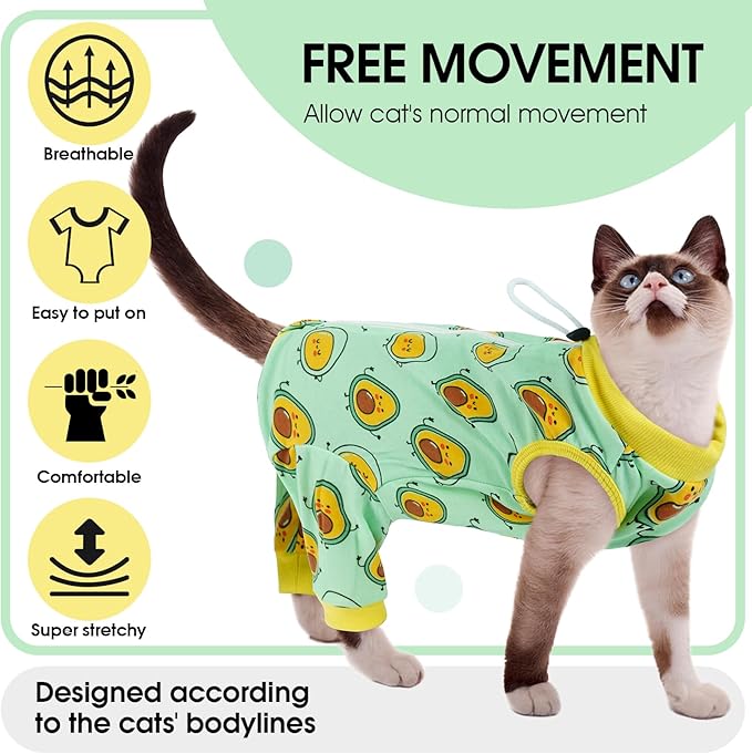 Cat Recovery Suit with Hind Legs, Breathable Onesie After Surgery Female for Abdominal Wounds or Skin Diseases, Anti-Licking Full Body Pet Surgical Pajamas, E-Collar Alternative Wear