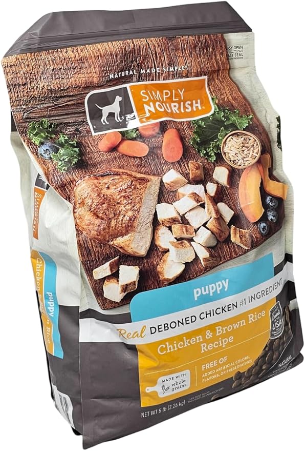 SIMPLY NOURISH Puppy Chicken and Brown Rice Dry Dog Food, 5 Pound Bag