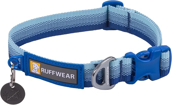 Ruffwear, Front Range Dog Collar, Adjustable Tubelok Webbing, Lightweight, Side Release Buckle, Aluminum V-Ring, Durable for Everyday Use, Coastal Fade, 14"-20"