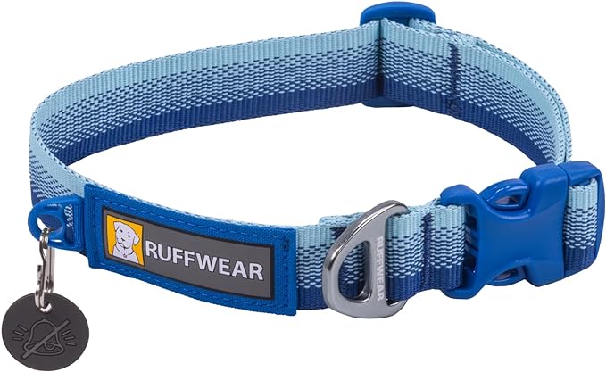 Ruffwear, Front Range Dog Collar, Adjustable Tubelok Webbing, Lightweight, Side Release Buckle, Aluminum V-Ring, Durable for Everyday Use, Coastal Fade, 20"-26"