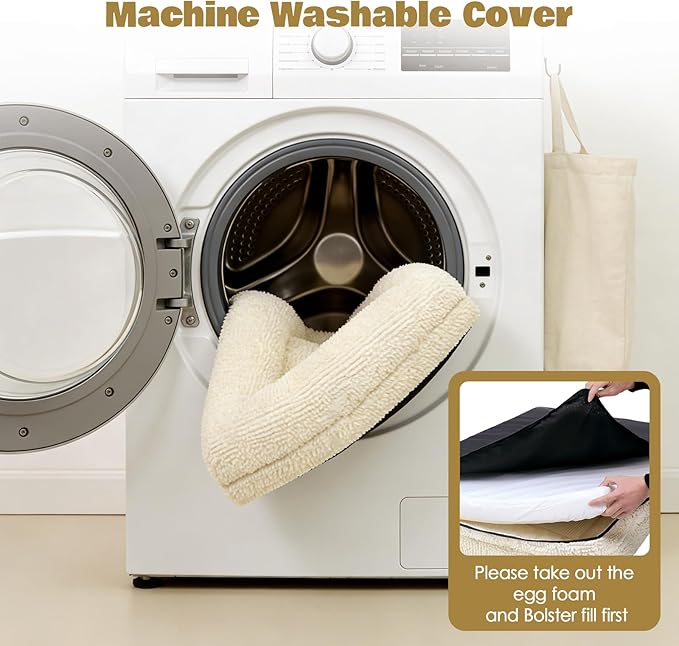 Orthopedic Dog Bed for Medium Dog Cat Noodle Cover Egg-Foam Dog Cat Bed Medium Pet Sofa with Removable Cover Washable Waterproof Pet Couch Beds (White, 36.0" L x 27.0" W x 6.7" Th)