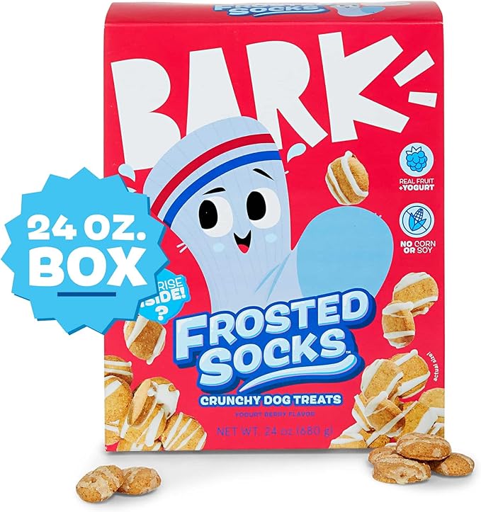 Barkbox Frosted Socks - Yogurt Berry Flavor with Real Fruit, Nutritious Grains, No Corn or Soy - 24oz Box