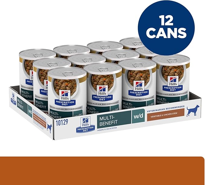 Hill's Prescription Diet w/d Multi-Benefit Digestive/Weight/Glucose/Urinary Management Wet Dog Food, Vegetable & Chicken Stew, 12.5 oz. Cans, 12-Pack