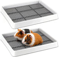FHTONGE 2 Pcs Guinea Pig Litter Box for Cage, Guinea Pigs Litter Pan with Grid, Rectangular Small Amimal Potty Trainer Tray Pet Toilet for Rat Chipmunk Chinchilla Hedgehog Hamster Ferret Rabbit