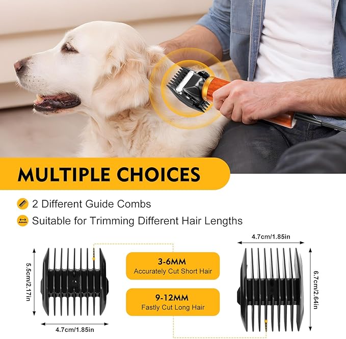 55W Dog Clippers for Grooming, Sheep Shears Professional Dog Grooming Clippers with 2 Blades Dual-Sided Guide Combs Low-Noise Pet Clippers for Goats Alpacas Large Dogs Angora Rabbits