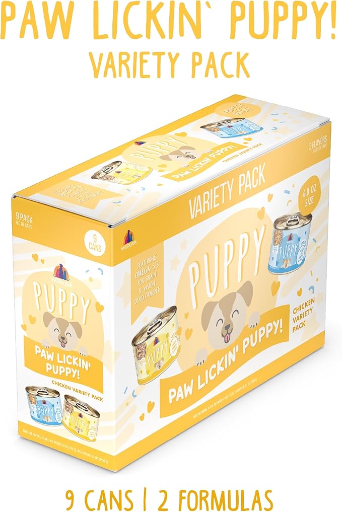 Weruva Puppy Food, Paw Lickin' Puppy Variety Pack, 6oz Can, Pack of 9