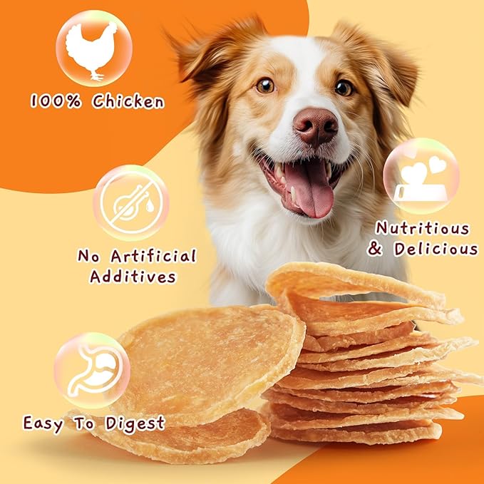 Jungle Calling 32 Count Dog Treats, Single Ingredient Chicken Chips, Crunchy Jerky Chip Training Treat for Small Medium Large Breed Dogs