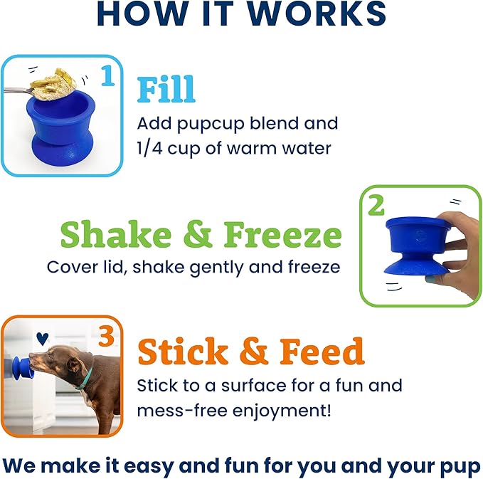 ZIZA PUPCUP Blends - Frozen Dog Treats Mix, Dog Ice Cream, Natural Ingredients, High-Protein, Pre-Made Ice Cream Mix, Refill for The PUPCUP, Real Fruit Pieces, 7 Servings for Large Dogs, Strawberry