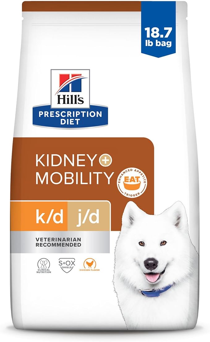 HILL'S PRESCRIPTION DIET Hill's Prescription Diet k/d Kidney Care + j/d Joint Care Chicken Flavor Dry Dog Food, Veterinary Diet, 18.7 lb. Bag