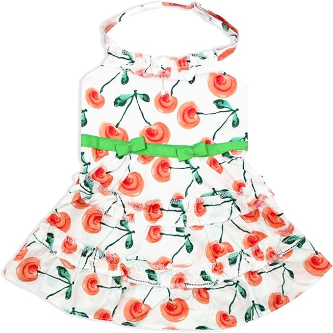 Parisian Pet Floral Dog Dress - Summer Cotton Clothes for Large Dogs Girl - Red Poppies Pet Dress - Stylish Boho Dog Beach Outfit - Adjustable Puppy Clothes - Lightweight Dresses for Dogs