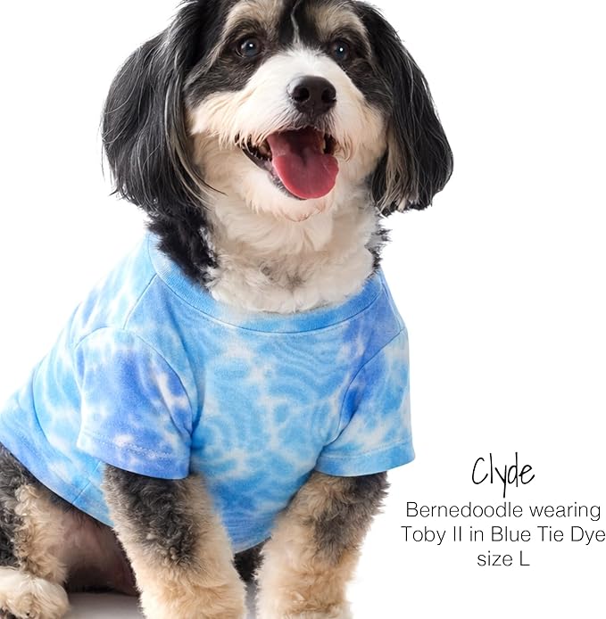 Toby II - The Perfect Tee, 3 Pack Short Sleeve Pet T-Shirt 100% Organic Cotton Tees Clothes for Small, Medium, Large Dogs, Blue Tie Dye, Small (10-25 lbs)