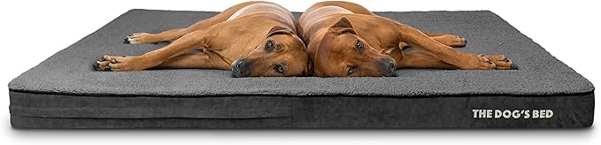The Dog’s Bed Orthopedic Memory Foam Dog Bed for XXXL Dogs, Waterproof Washable Cover, Anti-Slip Base, Calming Surface – CertiPUR-Certified Foam, Grey Plush, 4 Inch Thick