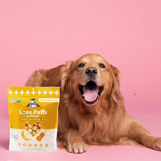Lord Jameson Go Nanas | Light & Crunchy Love Puffs Collection | Organic Dog Treats, Peanut Butter and Banana Recipe, Gluten-Free, Preservative-Free, USDA Certified Organic. Made in USA