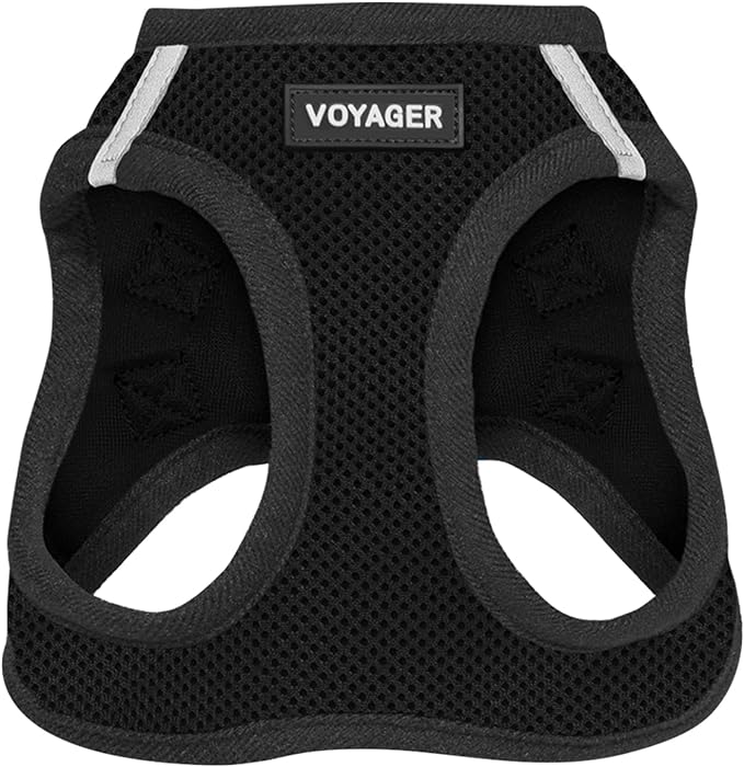 Best Pet Supplies Voyager Step-in Air Harness - All Weather Mesh, Reflective, No Pull Harness for Dogs, Cats - Secure with Hook & Loop Fastener, Buckle, Double D-Rings - Black, XXS