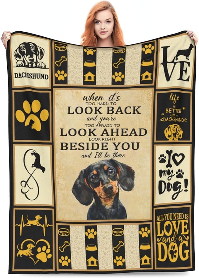 banonaty Dachshund Blanket Weiner Dog Throw Blanket Cozy Fleece Flannel Plush Bedding Dachshund Gifts Stuff for Women Men Boys Teen Girls Adult for Couch Sofa Bed Decor 40"X50"