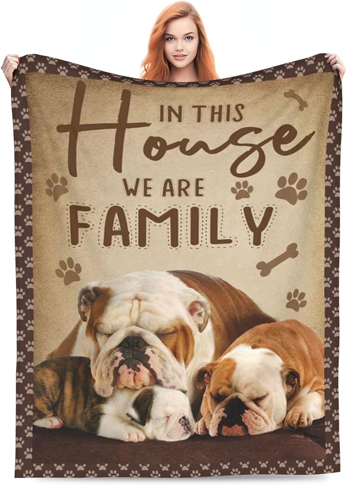 Bulldog Blanket English Bulldog Throw Blankets Fleece Flannel Blanket Plush Lightweight Bedding Dog Stuff Gifts for Girls Women Boys Teens Kids for Couch Sofa Bed Decor 50"X40"
