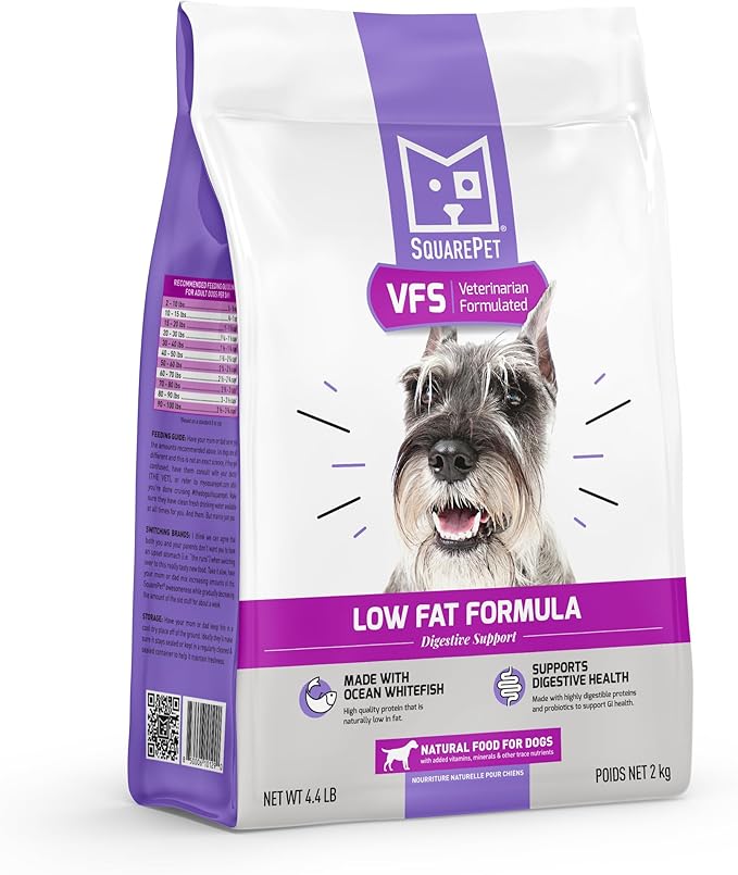 SquarePet Veterinarian Formulated Solutions Low Fat Content Lean Whitefish, Highly Digestible, Dry Dog Food 4.4lbs