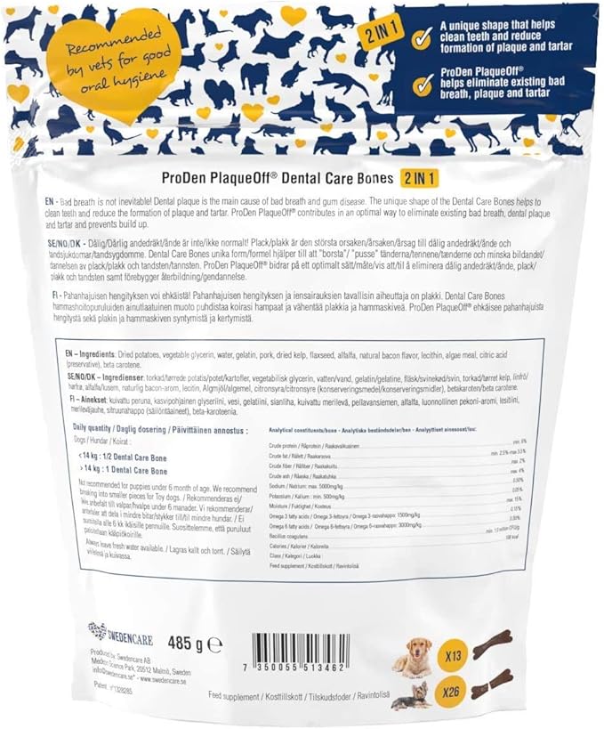 ProDen PlaqueOff 3 Flavor Dental Bone Dog Treat Bundle: Chicken & Pumpkin, Turkey & Cranberry, and Bacon, 17 Ounces Each