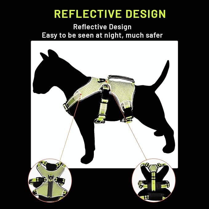 BELPRO Multi-Use Support Dog Harness, Escape Proof No Pull Reflective Adjustable Vest with Durable Handle, Dog Walking Harness for Big/Active Dogs (Green, L)