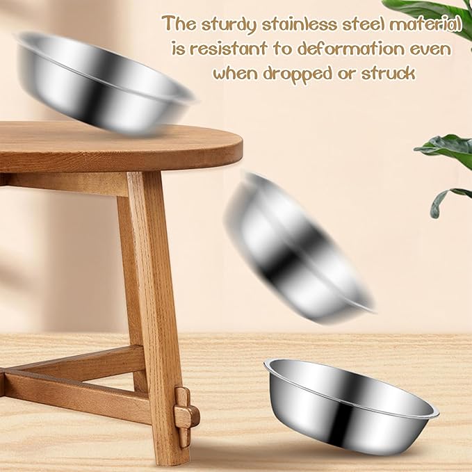 kathson 6 PCS Small Stainless Steel Dog Bowls, Replacement Metal Puppy Food Water Bowl Set Suit for Indoor Outdoor, Pet Feeding Dish for Small Animals Kitten, Dishwasher Safe (5.5 in)