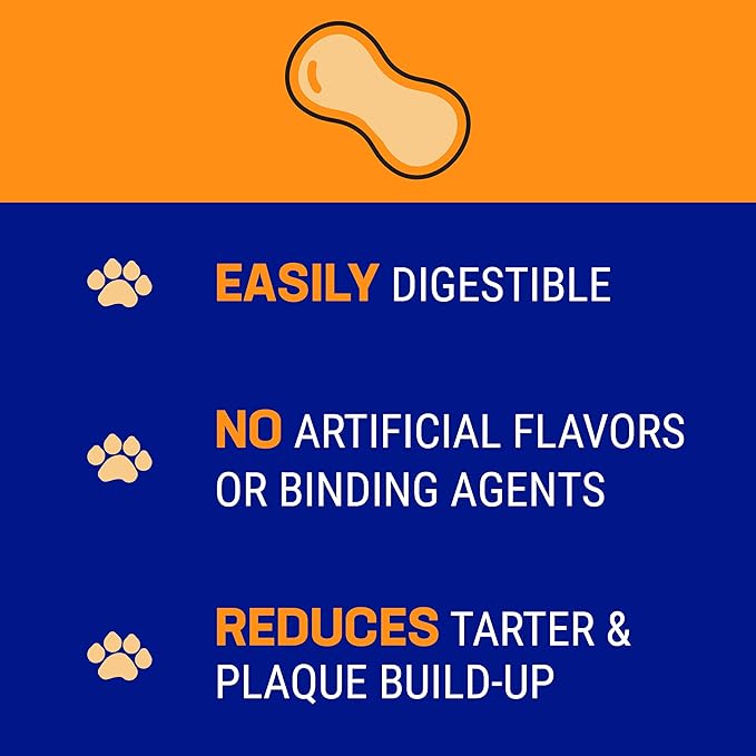 Happy Teeth Natural Cheese Dog Chews | Peanut Butter Flavor | Dental Chew | Protein Rich | Gluten Free - Lactose Free - Wheat Free - Soy Free | 2 Happy Teeth Chews per Resealable Pouch (Pack of 2)
