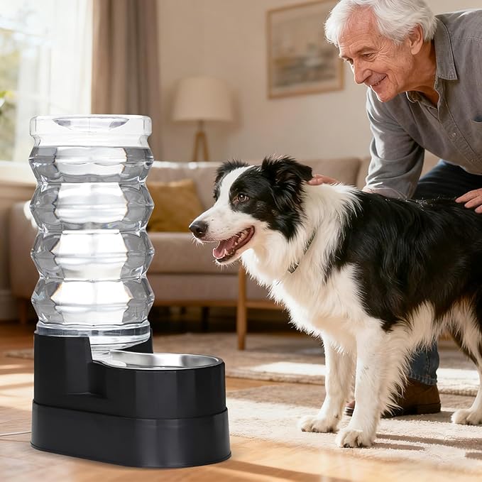 RIZZARI 9L Dog Water Dispenser: Ion Exchange & Carbon - Helps Prevent Urinary Stones - Supports Spine Health in Senior Dogs - Automatic Gravity Waterer for Multi-Dog Homes & Long Hours Away