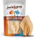 Jack&Pup Cow Ears for Dogs - White Whole Cow Ears, All Natural Single Ingredient, High Protein, Pig Ear and Rawhide Alternative Dog Treats - Cow Ears for Small and Large Dogs (15 Pack)