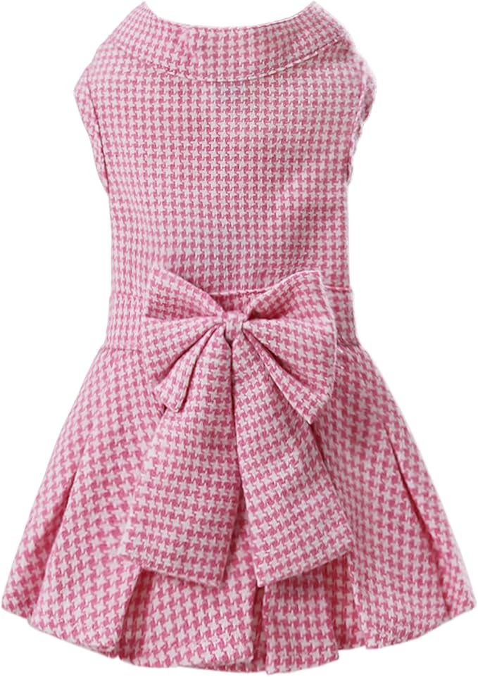 Pet Dresses for Small Dogs Cats Girl, Cute Princess Bowknot Dress Puppy Shirt All Weather Skirt Clothes Cat Apparel for Birthday Wedding Party Holiday (Pink, XX-Small)