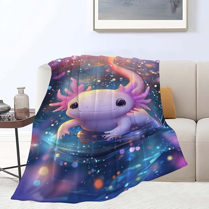 Axolotl Throw Blanket Axolotl Stuff Gifts for Kids Girls Boys Adults Women Man Soft Cozy Warm Plush Fluffy Fuzzy Fleece Blanket Decor 60''X80''