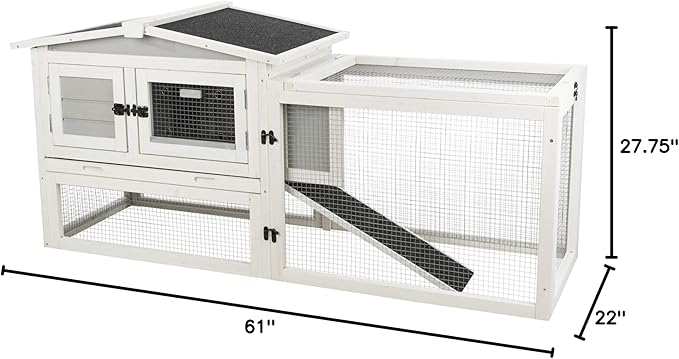 Trixie Natura Insulated Rabbit Hutch with Run, Ideal Outdoor Bunny House for Cold Weather, Foam Insulation Walls, Gray