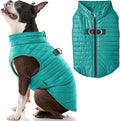 Gooby Puffer Vest - Turquoise, Small - Ultra Thin Zip Up Wind Breaker Leash - Water Resistant Dog Sweater Coat - Boy or Medium Dogs
