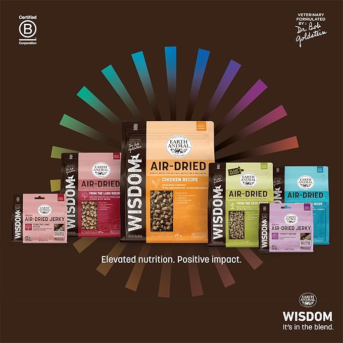 Earth Animal Wisdom Air Dried Jerky - Seasonal Pumpkin Spice Premium Natural Jerky Strips Dog Treats - 3 Pack 4 oz Bag