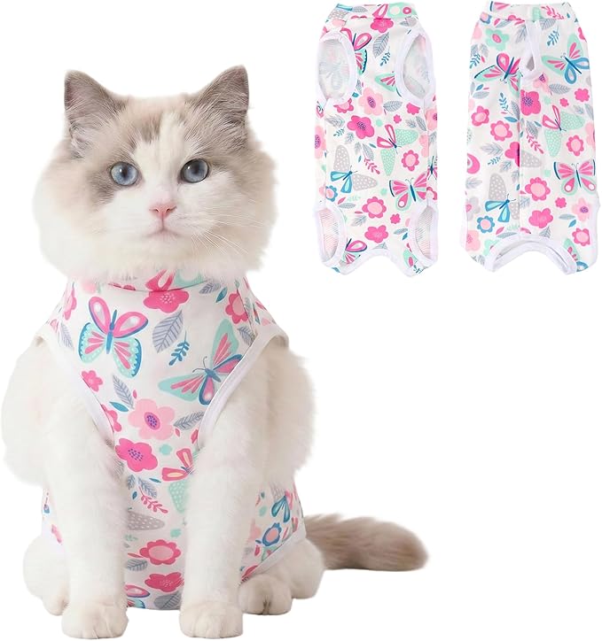 Cat Recovery Suit Cat Onesie for Cats After Surgery, Breathable Cats Surgery Recovery Suit for Female Spay & Abdominal Wounds, Kitten Surgical Onesie Body Suit Anti Licking Cone Alternative