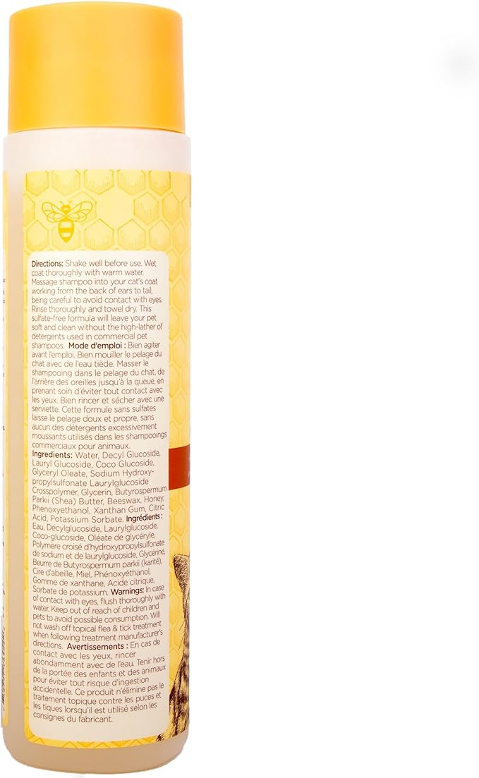 BURT'S BEES FOR PETS Hypoallergenic Cat Shampoo with Shea Butter and Honey, Gentle Kitten Shampoo for Indoor Cats with Dry or Sensitive Skin, Cat Bathing Supplies, 10 Fl Oz - 2 Pack