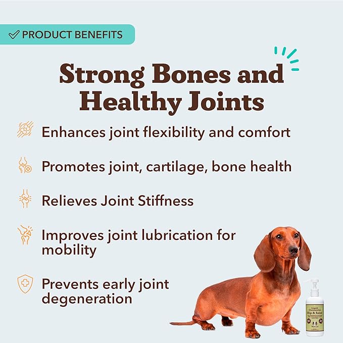 Natural Dog Company Liquid Glucosamine for Dogs, Hip & Joint Oil, Extra Strength Cartilage, Joint Supplement for Dogs, Helps Mobility, Eases Occasional Stiffness, Glucosamine Chondroitin, 32 oz.
