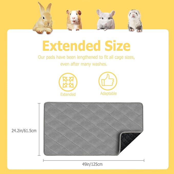 Guinea Pig Thickened Fleece Bedding, 49X24in 2Pack, Easy Clean & Super Absorbent & Odor Control & Waterproof Reusable Guinea Pig Cage Liner for Guinea Pig, Dog, Small Animal, Rabbit, Bunny, Chinchilla
