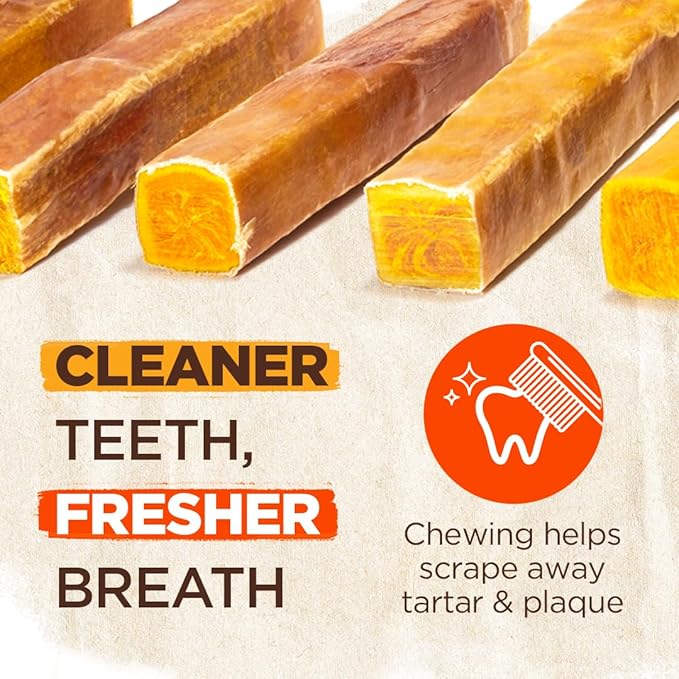 Natural Farm Power Cheese Dog Chews (6”, 10-Pack), 2-in-1 Power Chews: Cow’s Milk Cheese Wrapped in Delicious 100% Beef Pizzle, Double Chewing Time