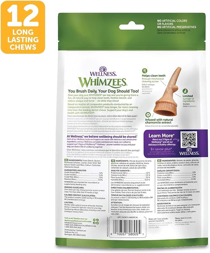 WHIMZEES Wellness Occupy Dog Dental Treats, Medium Size, (12 Count)
